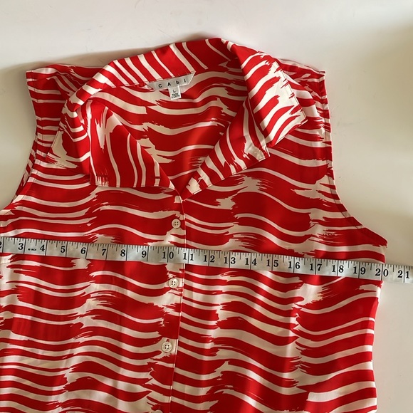 Cabi Brushtroke Pleated Red White Drop Waist Sleeveless Dress size L - Picture 7 of 7